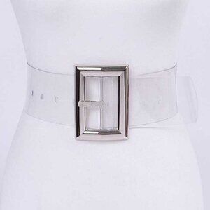 Plus Size Clear Belt - Silver/Clear